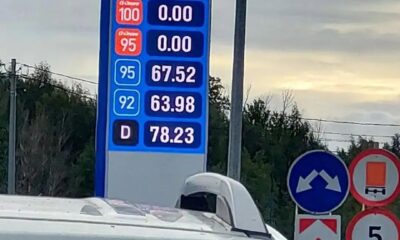 Табло АЗС с ценами на бензин АИ-95, АИ-92 и дизельное топливо