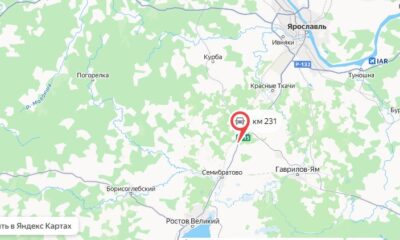 Карта участка трассы М-8 у Ярославля с отметкой ограничения на 231-м километре